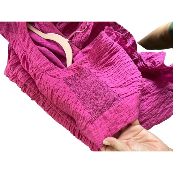 Anthropologie Maeve Juliet Tiered Tunic Mini Dress‎ Size MP fushia Boho - Picture 13 of 14